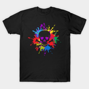 Skull with colorful splatters T-Shirt